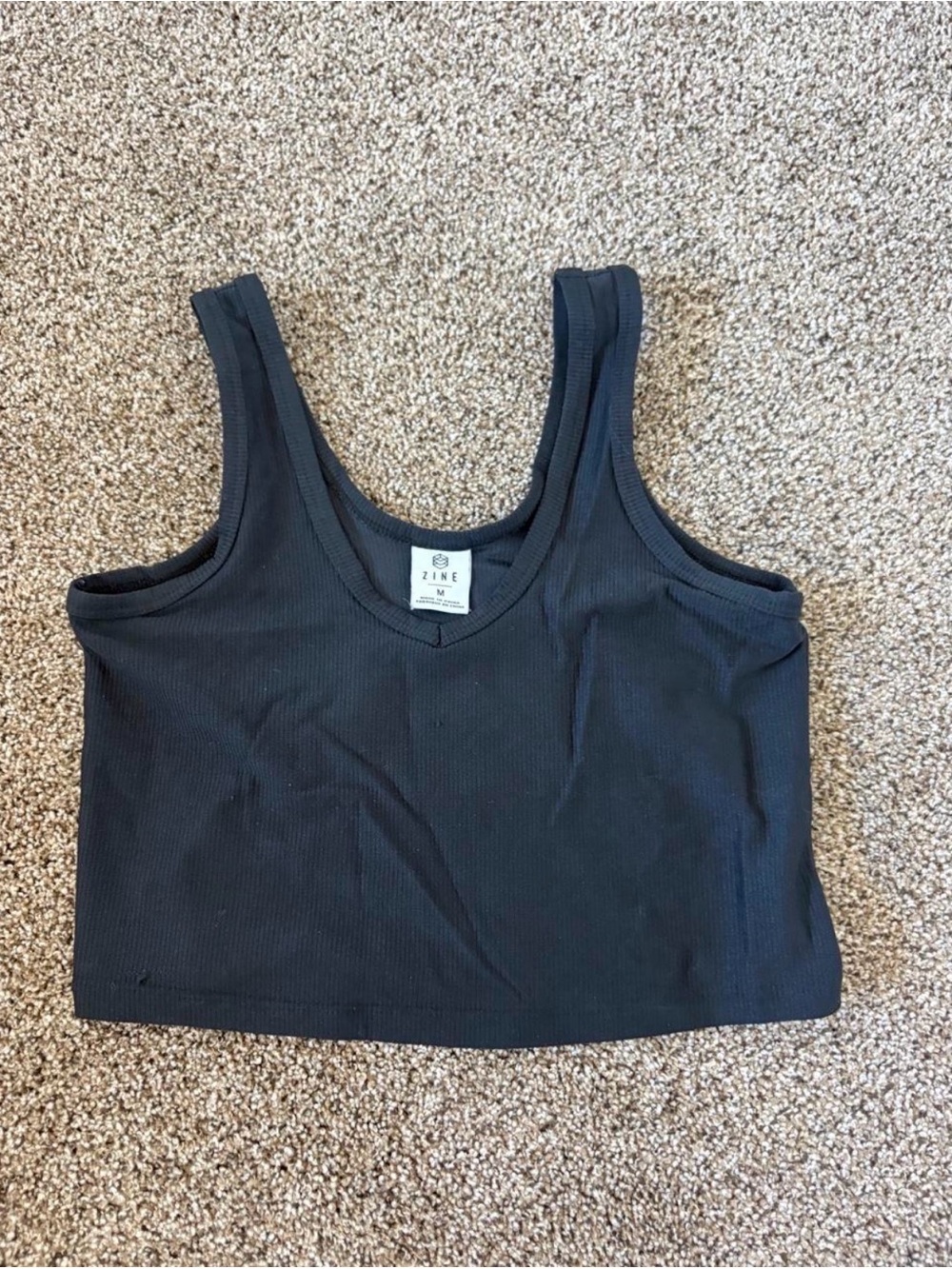 Zine Clothing Black Ribbed Scoop Neck Crop Tank